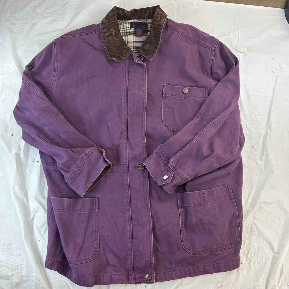 VTG Denim & Co Midline Barn Chore Coat With Corduroy Collar and Cuffs SIZE 2XL